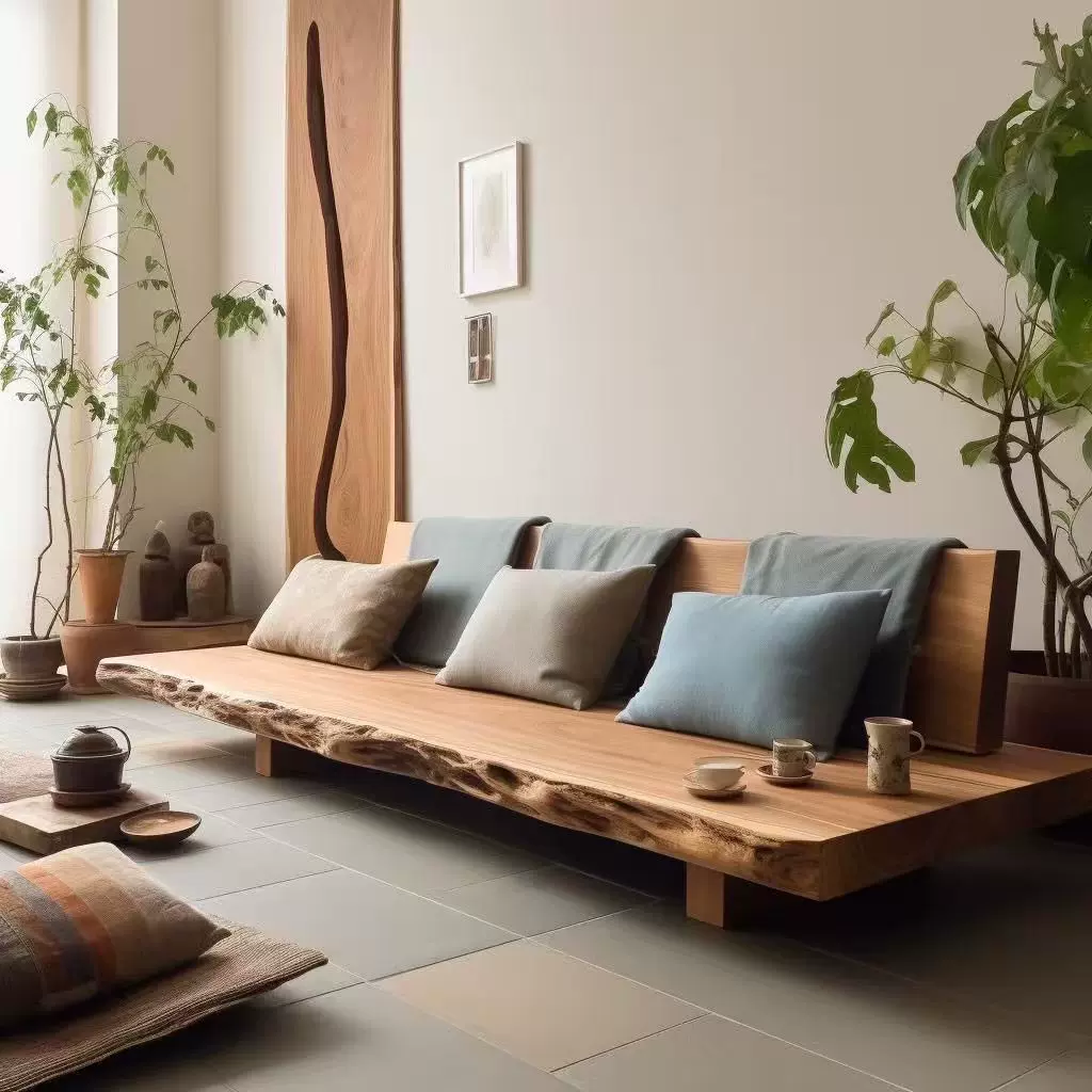 直排沙发实木民宿组合原木小户型酒店家具简约客厅氛围感三人位