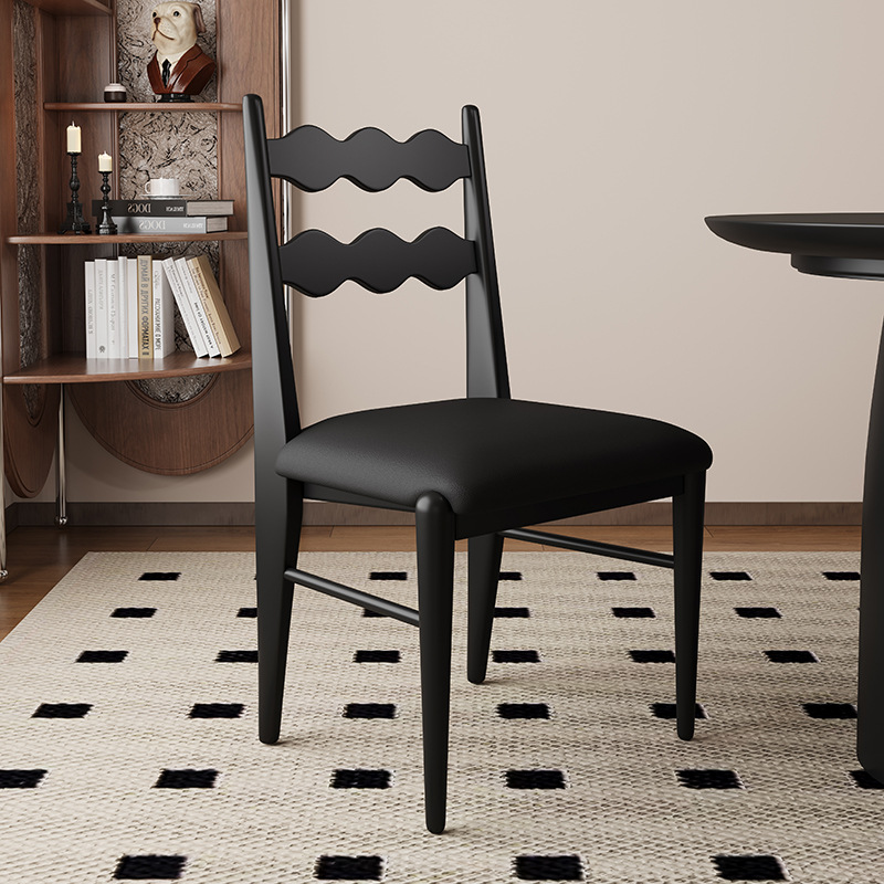 Silla de comedor de madera maciza retro francesa, hogar, restaurante medieval, silla trasera de tela de algodón y lino, mesa y silla de comedor de cuero de microfibra para hotel