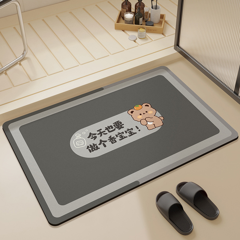 漫画のバスルームフロアマットは吸水性と速乾性があり、家庭用珪藻泥滑り止めフットマットは汚れにくく、滑りにくくお手入れが簡単です。|undefined