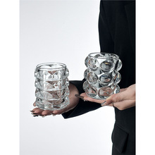 韓國ins透明玻璃筆筒異形珠點圓球收納筒化妝刷筒拍照道具擺件