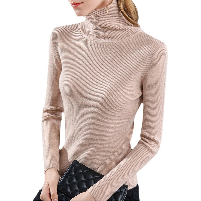 Las mujeres de cuello alto punto bottoming camisa 2022 otoño e invierno nuevo color sólido pullover caliente interior vientre que cubre la parte superior