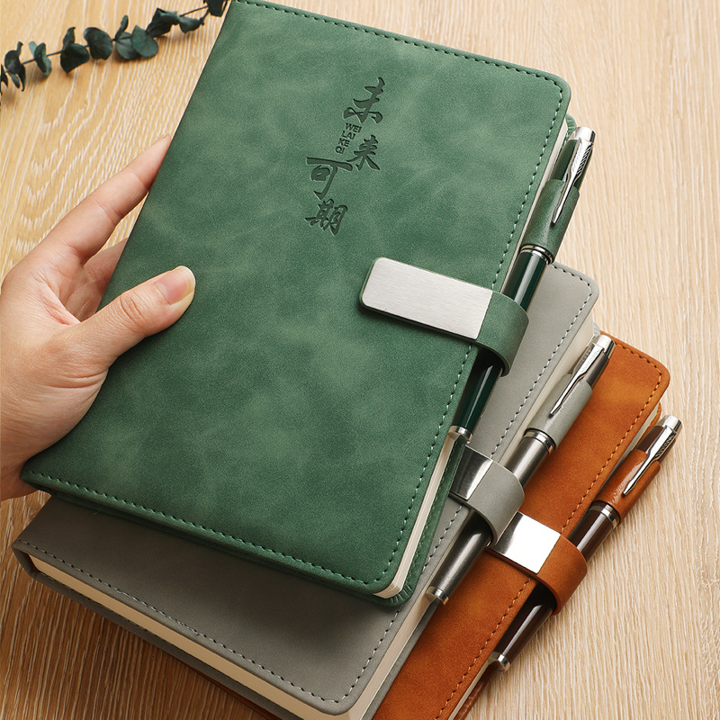 Cuaderno con Estampado Dorado, Logotipo Personalizable, Juego de Caja de Regalo, Oficina de Negocios Corporativa, Bloc de Notas A5 de Estilo Chino, Diseño Simple.