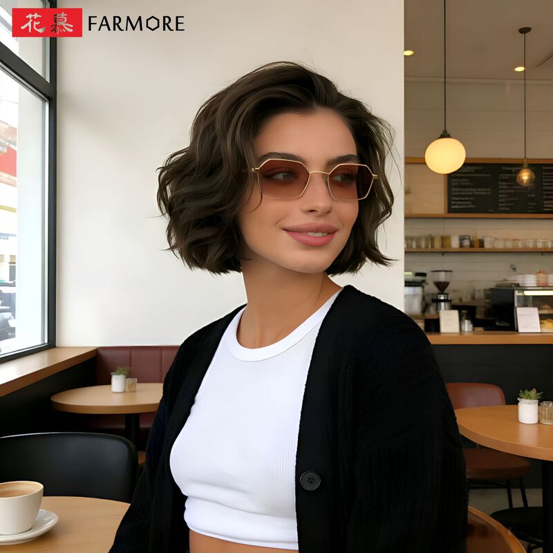 Huamu Small Box Fashion Sunglasses Unisex Optical Frame Hexagonal UV-resistant Cross-border Polarized Sunglasses