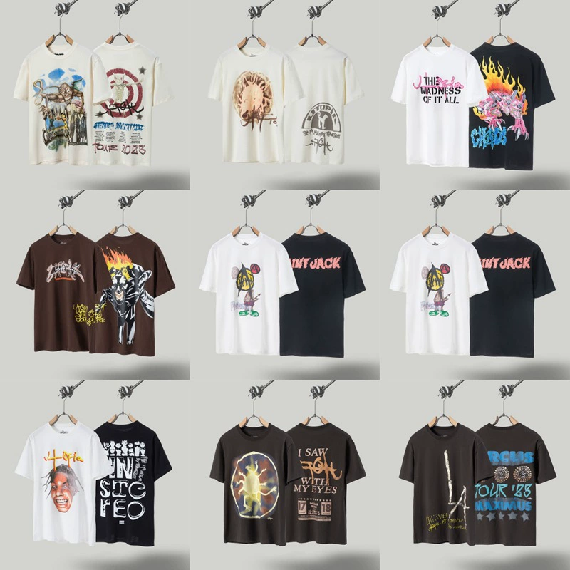 Travis Scott × Utopia утопия объединила нишевые мужские хлопковые американские футболки с короткими рукавами