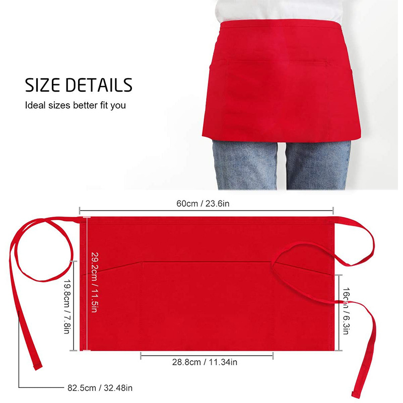 Corto de media longitud delantal simple moda barista restaurante camarero ropa de trabajo casa cocina delantal al por mayor