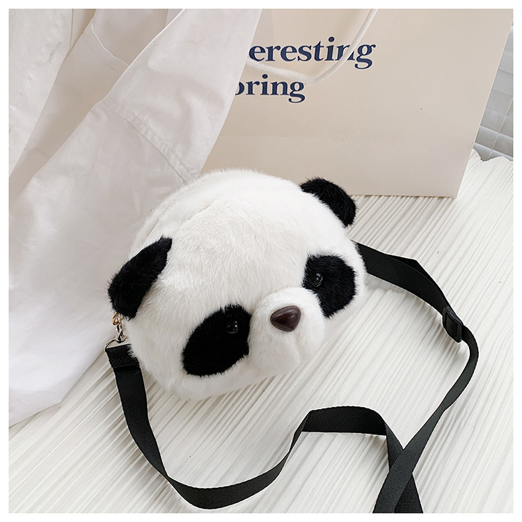 123g Weight Black Color New Panda Head Bag Doll Bag Children's Plush Toy 3