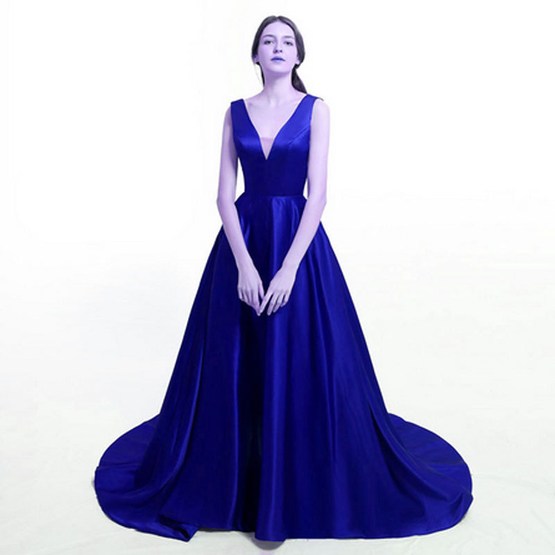 El comercio exterior de Europa y América Amazon AliExpress deseo vestido de noche de las mujeres sexy tubo superior con cuello en V doble hombro satén se puede personalizar