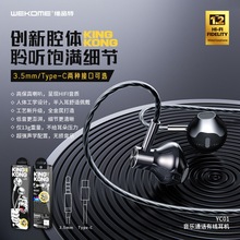 WK金刚系列有线通话音乐耳机3.5mm/TYPE-C接口线控平耳式耳机YC01