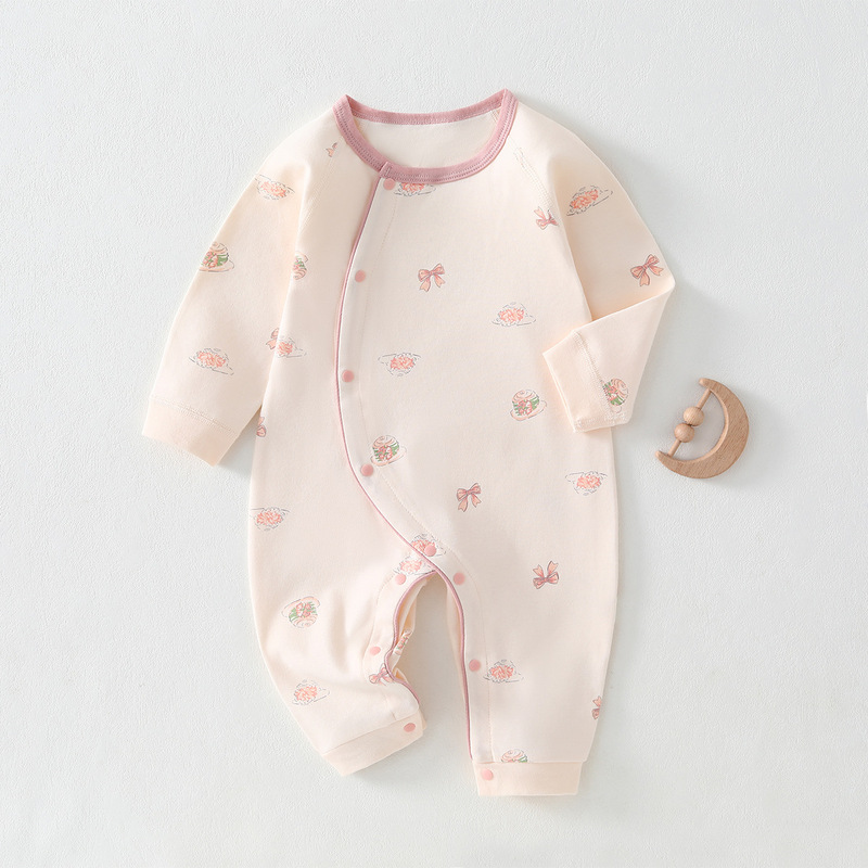 Newborn Jumpsuit Type a Pure Cotton Boneless Long-Sleeved Baby Clothes for Men and Women, Baby Clothes, Anyang Children's Clothing