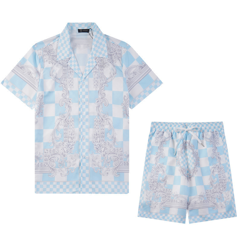 Transfronterizo de verano Amiri set clásico impresión de caju amiri camisa corta casual ropa deportiva para hombres y mujeres