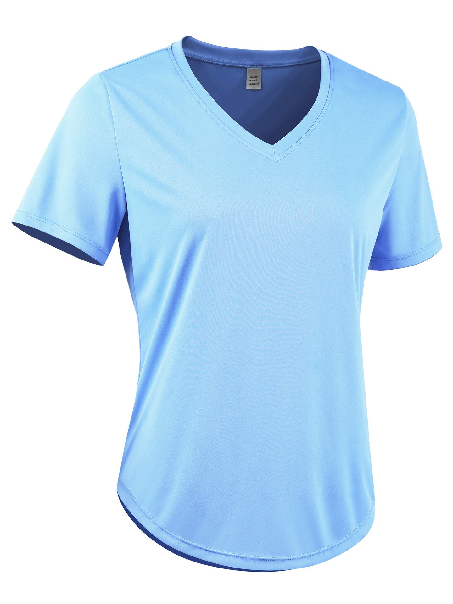 T-shirt de yoga de acondicionamiento físico para mujeres, protector solar, absorción de humedad, sudor, secado rápido, transpiración, correr, cuello en V, mangas cortas