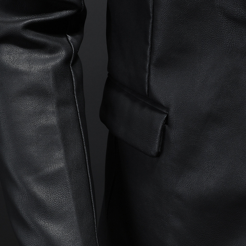 Comercio exterior Amazon 2023 Otoño e Invierno nuevos hombres slim fit todo partido PU pequeño traje solapa de los hombres abrigo de cuero abrigo de los hombres