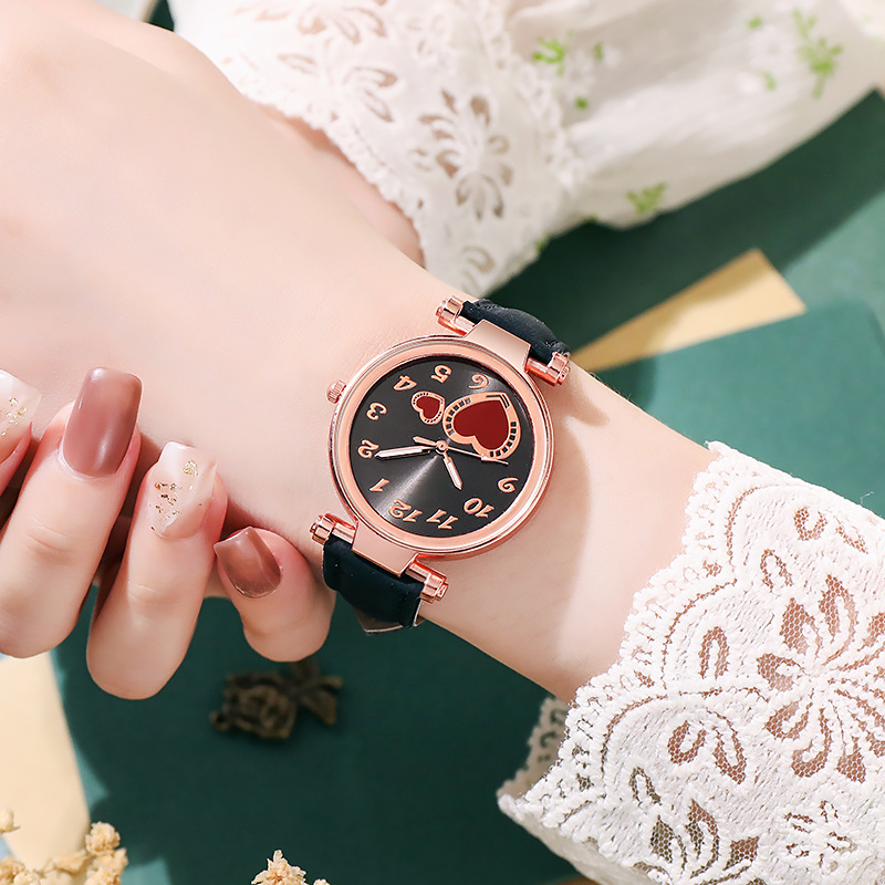 Reloj de amor retro estilo ins coreano para mujer, minimalista y versátil, mini temperamento para estudiantes, reloj de mujer de moda literaria