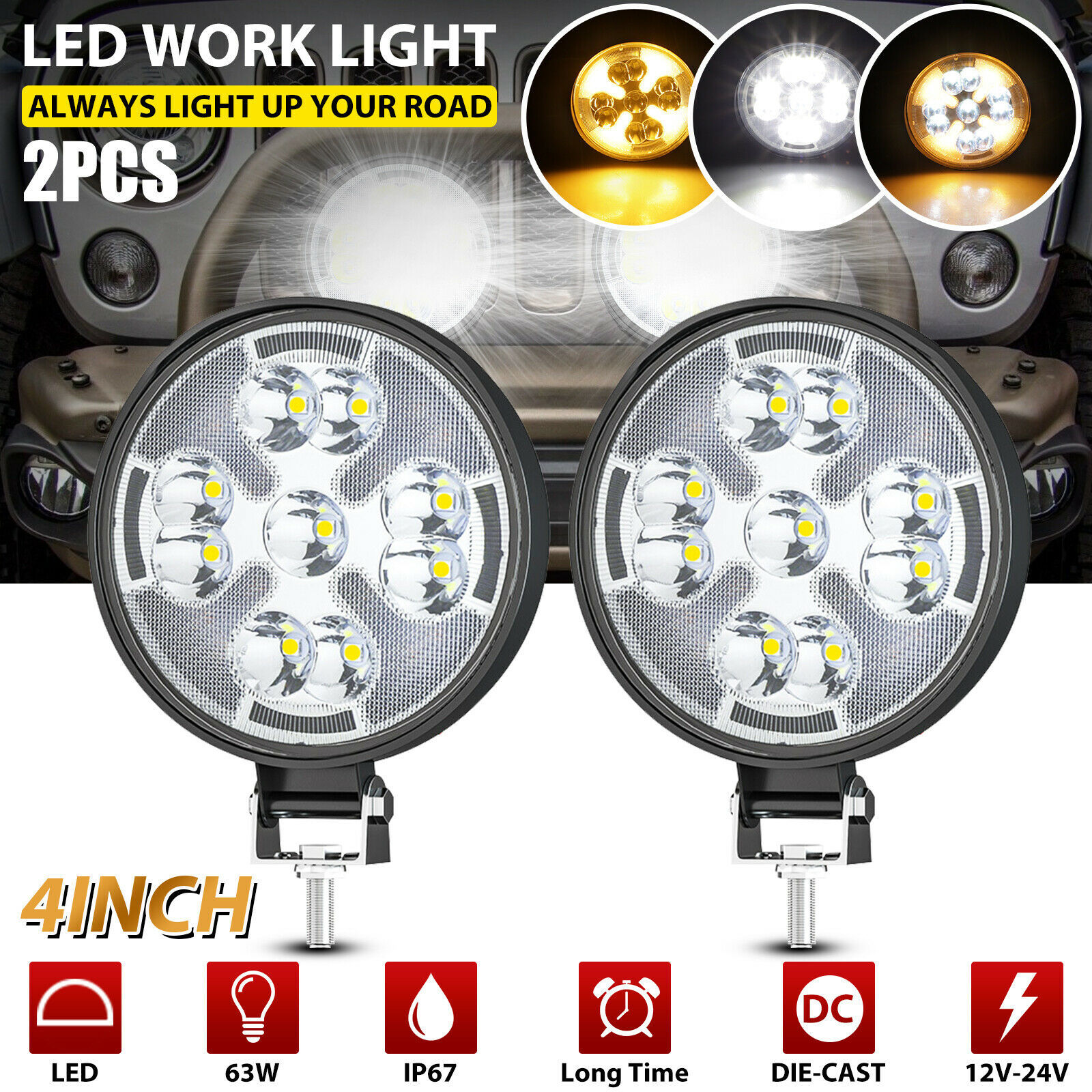 Luz de trabajo LED de automóvil 4 pulgadas mini cuadrado 9 lámparas 63W lámpara auxiliar transformada faro image 1
