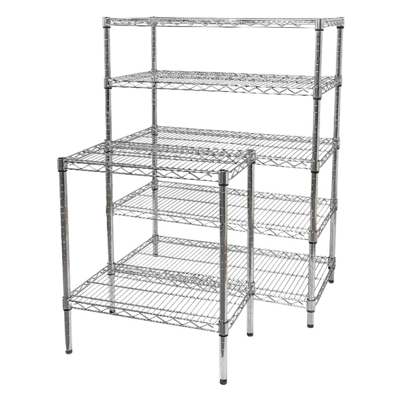 倉庫クロームメッキステンレス鋼棚ホイールラインメッシュモバイル収納ラック家庭用収納モバイル棚ディスプレイ棚