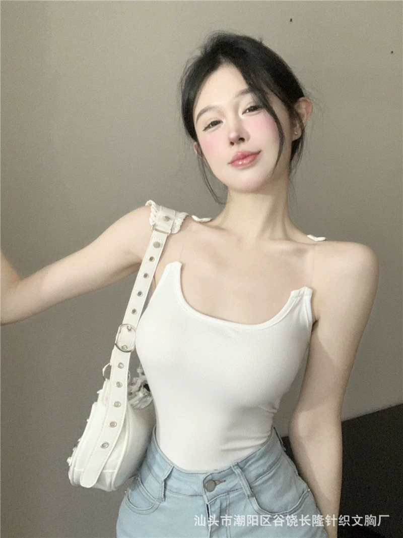 Summer invisible straps, sexy short top with cups sleevless