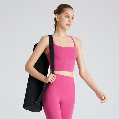 New Year Welfare New Year's Eve Sports Bra Crossover Water Drop Beautiful Back Style Thin Shoulders with Same Color and Widened Hem