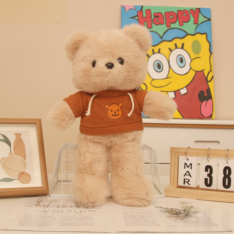 Vestido de visón dorado, pajarita, oso de peluche, muñeco de peluche, muñeca de oso, juguete para niños, regalo para novio y novia