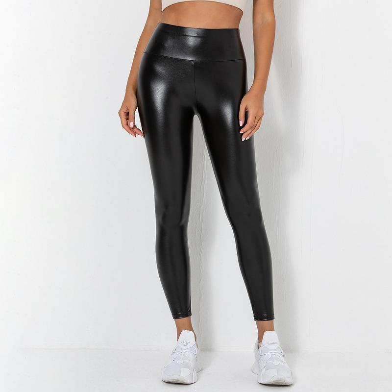 high-waist hip-raising PU leather tight pants NSNS125426