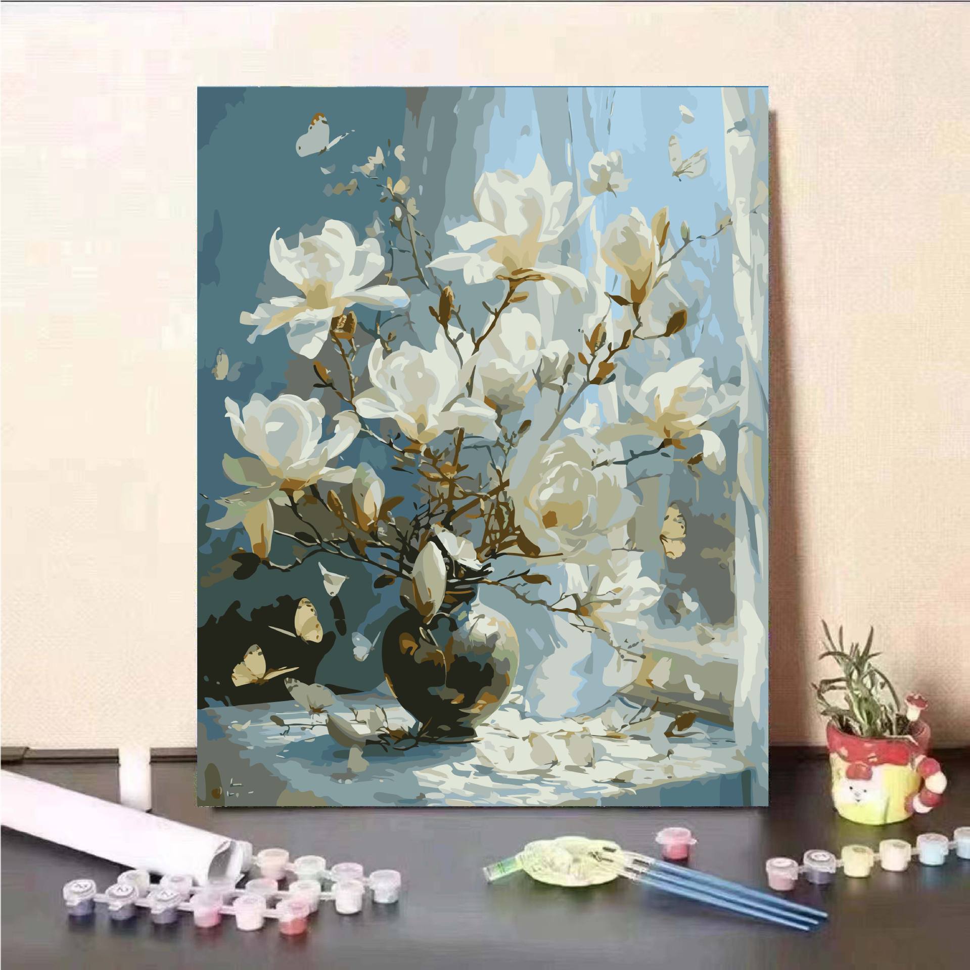 Pintura al óleo digital DIY pintura al óleo relleno floral ventana flores regalos de cumpleaños hechos a mano DIY pintura al óleo relleno moderno minimalista