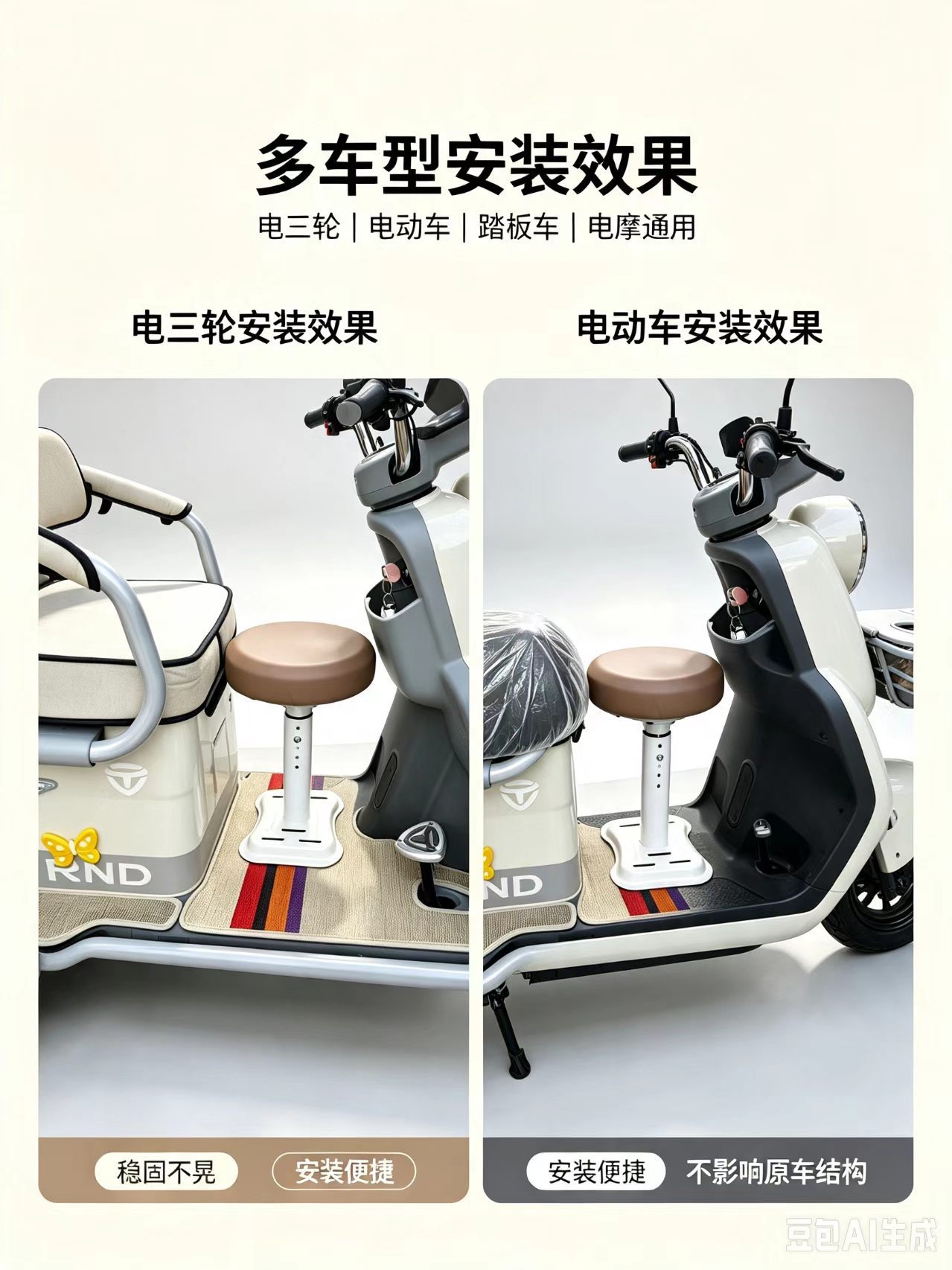 Front-mounted shock-absorbing child seat for electric vehicles, universal safety seat for electric motorcycles, electric tricycles, and battery-powered vehicles