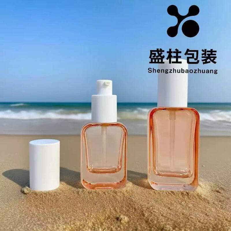 现货30ml50ml扁圆方乳液瓶压泵精华原液瓶滴管精底液瓶厚底玻璃|undefined