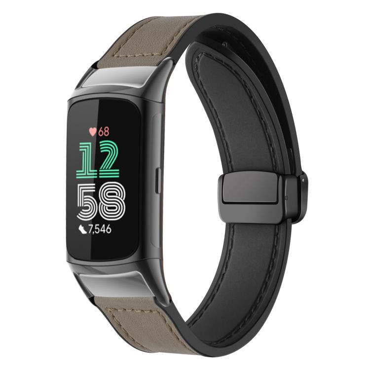 xDfind Crazy Horse Silicone Bracelet Magnetic Buckle para Fitbit Charge 5 / Charge 6