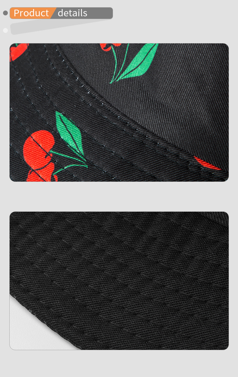 Cotton Material European And American Fisherman Cherry Simple Versatile Sunscreen Sun Visor  Flat-top Double-sided Wear Basin Hat