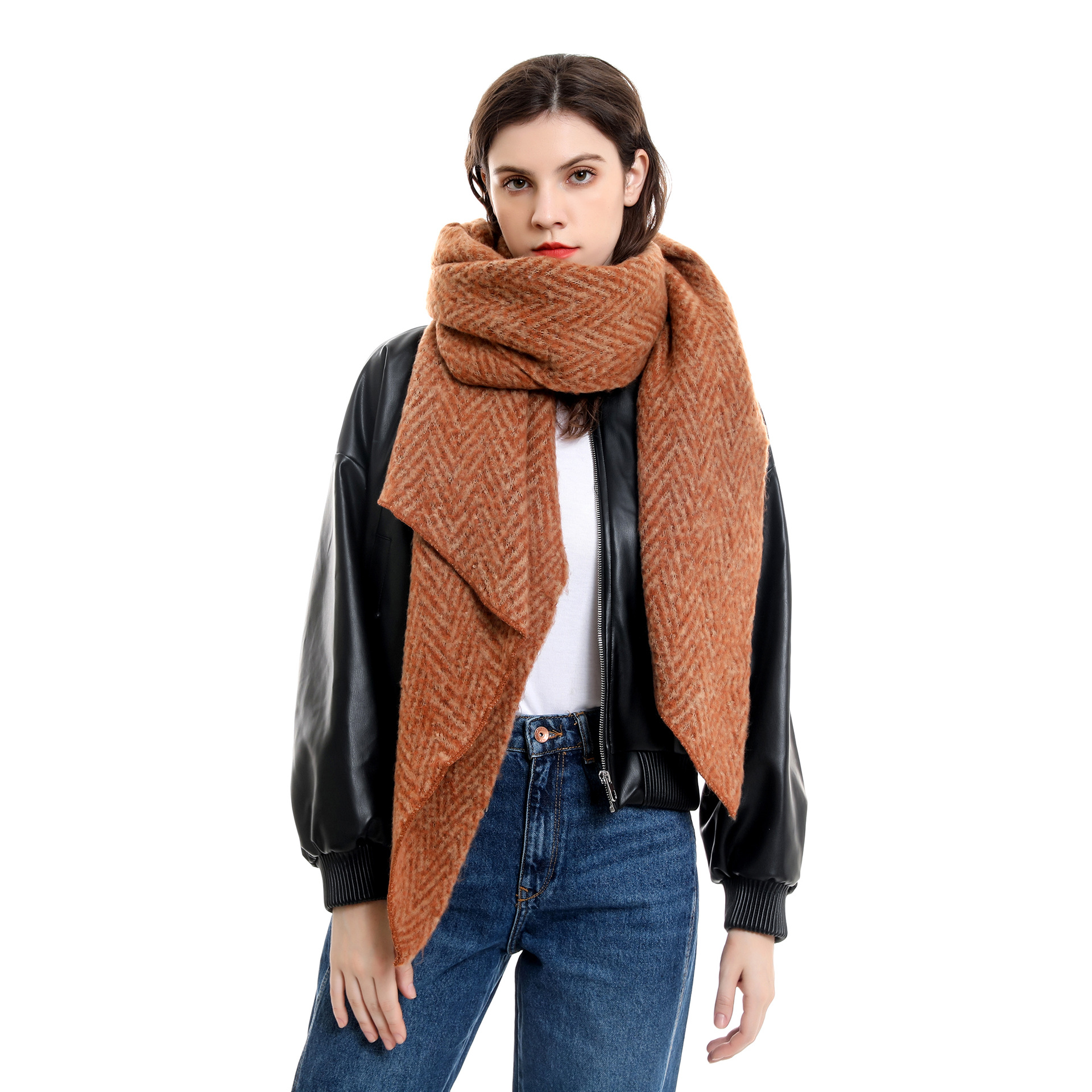 2021nueva bufanda de invierno de las mujeres de cachemir-como la moda Coreana de color sólido bufanda engrosada caliente