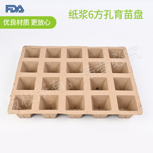 Paper Pulp 6 Square Hole Seedling Tray Biodegradable Perforated Disposable Thickeneded Square Succulent Seedling Box Paper Pulp Flower Pot