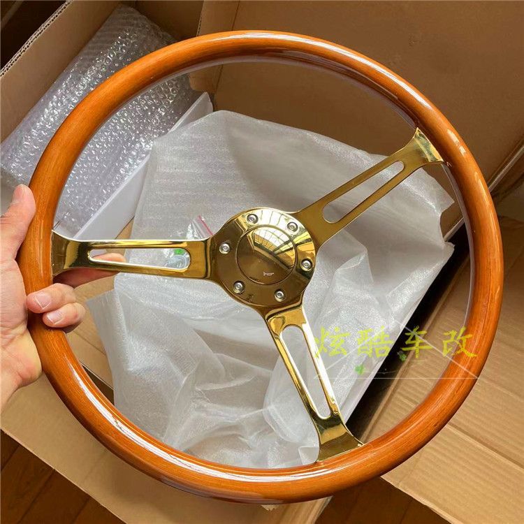 Car modification mahogany Big Dipper Longdi retro racing car Jetta Poussin brigade Santana 14 inch 15 inch steering wheel