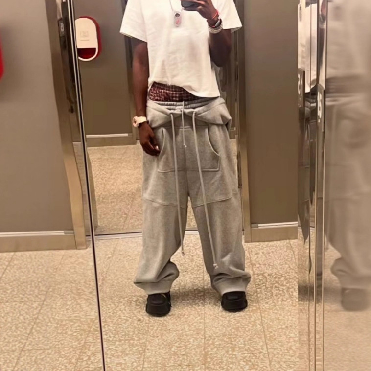 Otoño y invierno de 2025 nuevo otoño y invierno transfronterizos Amazon forma hip-hop estilo callejero suelto pantalones personales de color sólido
