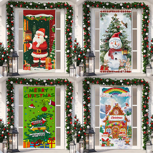 Amazon Cross-Border Grinch Door Cover Holiday Home Party Outdoor Door Cover Decorative Cloth Factory Direct Supply Wholesale