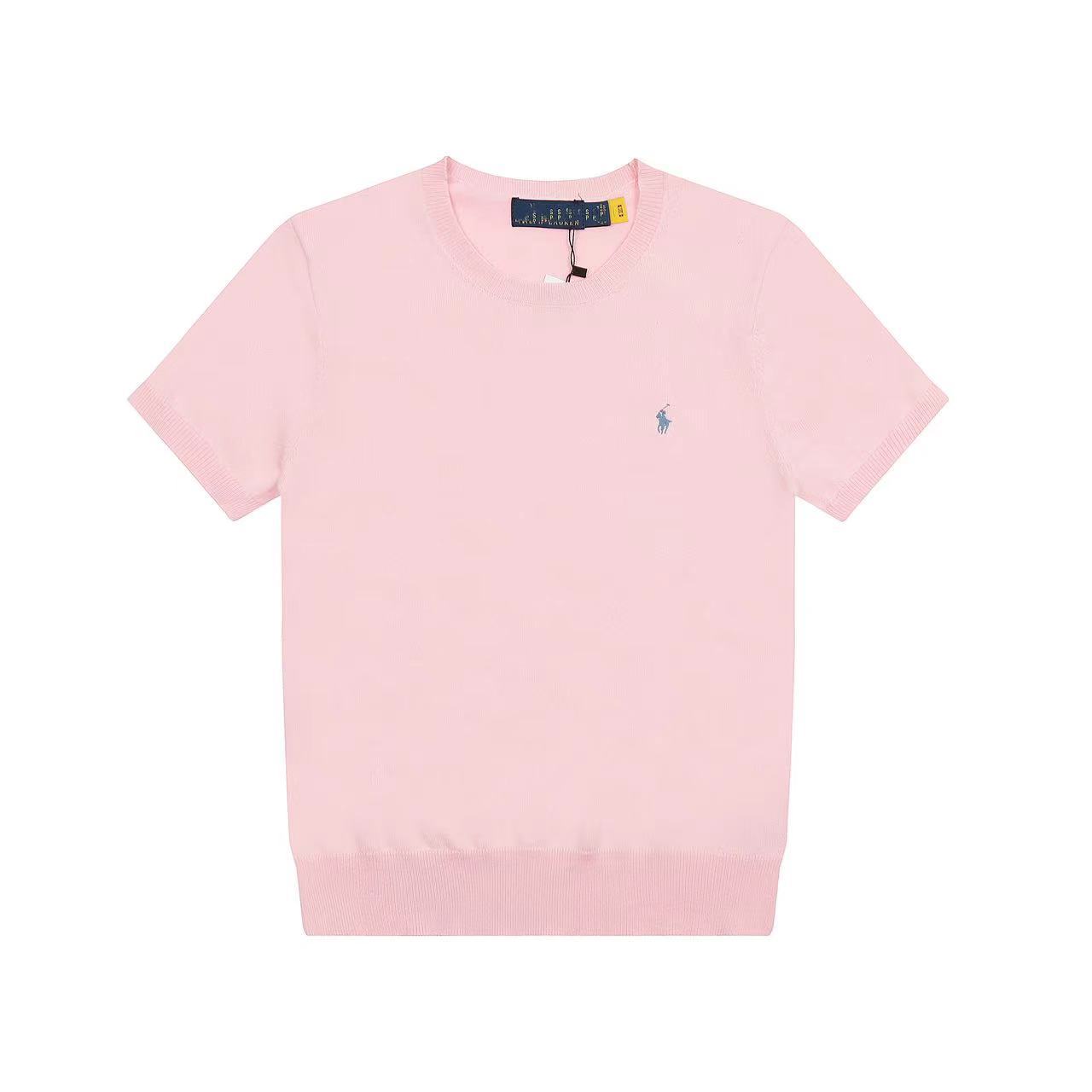 in stock Ralph RL Home College Old Qian Feng Business Classic Round Neck Solid Color Pony Embroidery Breathable Knitted Short Sleeve