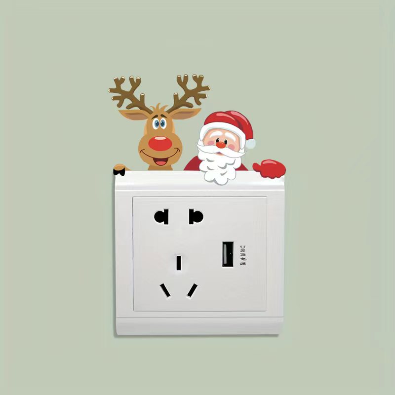 8g Weight Wall Sticker Home Textiles & Decor Type PVC Material Christmas Festival Christmas Tree, Snowman, Elk Pattern Cute Style Christmas Cute Christmas Tree Snowman Elk PVC 4