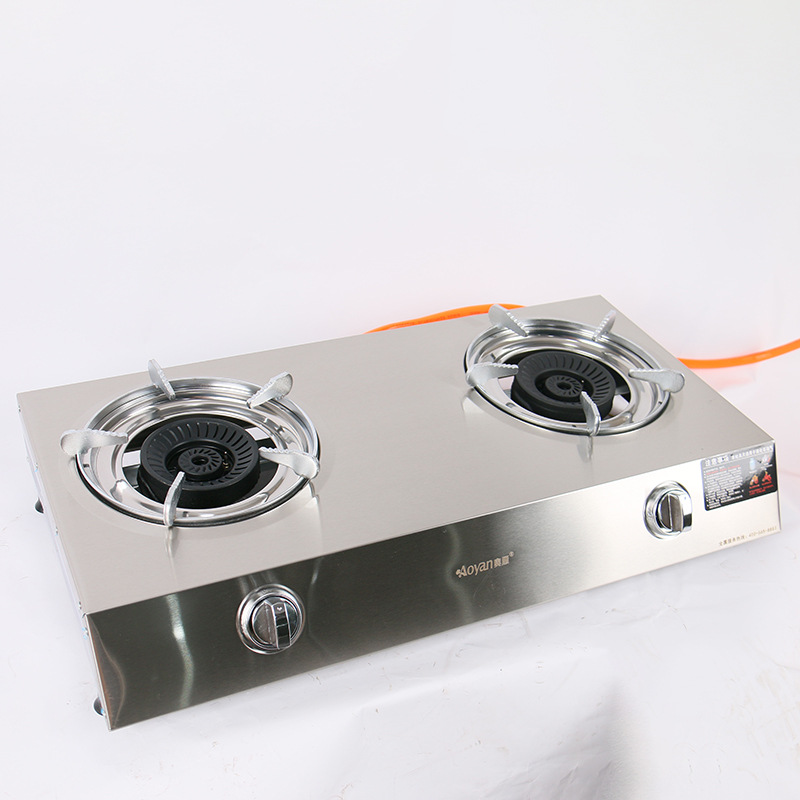 Estufa de gas de fuego feroz cocina escritorio de acero inoxidable gas natural licuado estufa doble estufa fábrica al por mayor