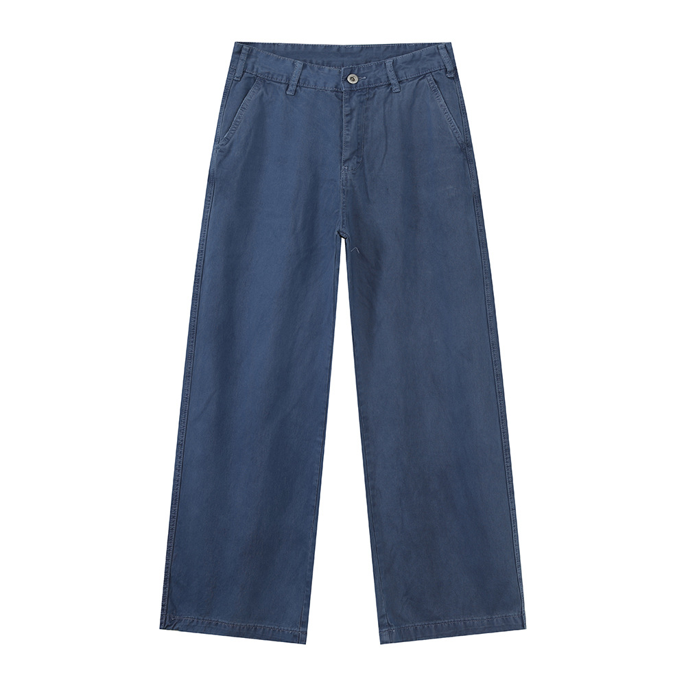 MTLCLOTHES para hombre | Vaqueros lavados rectos de pierna ancha de algodón suelto de estilo coreano básico