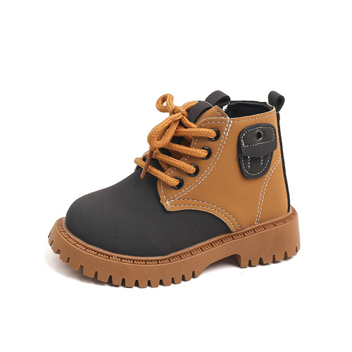 Autumn New Children's Fashion Interlocking Color British Short Boots for Boys Side Zip Fashion Martin Boots for Girls Single Boots