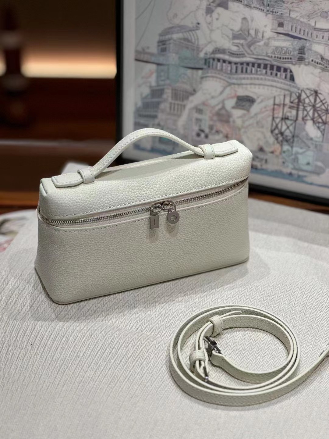 LP19 caja de almuerzo de cuero genuino bolsa nueva Gigi mismo estilo Kelly bolsa lychee patrón zurriago bolso simple bolsa de hombro para las mujeres