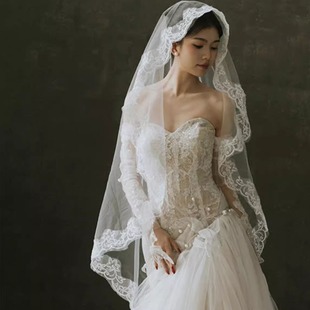 New lace veil bridal main wedding dress super long trailing makeup modeling studio wedding photo photography props