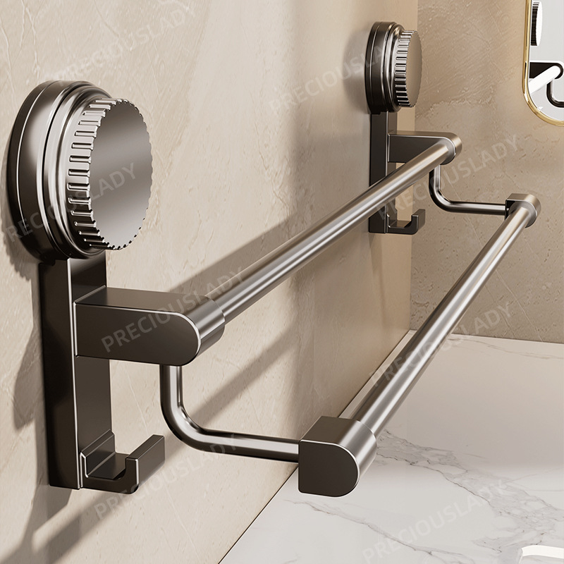 Towel Rack Bathroom Punch-Free Suction Cup Wall Towel Rack Bathroom Storage Rack Toilet Towel Drying Rod
