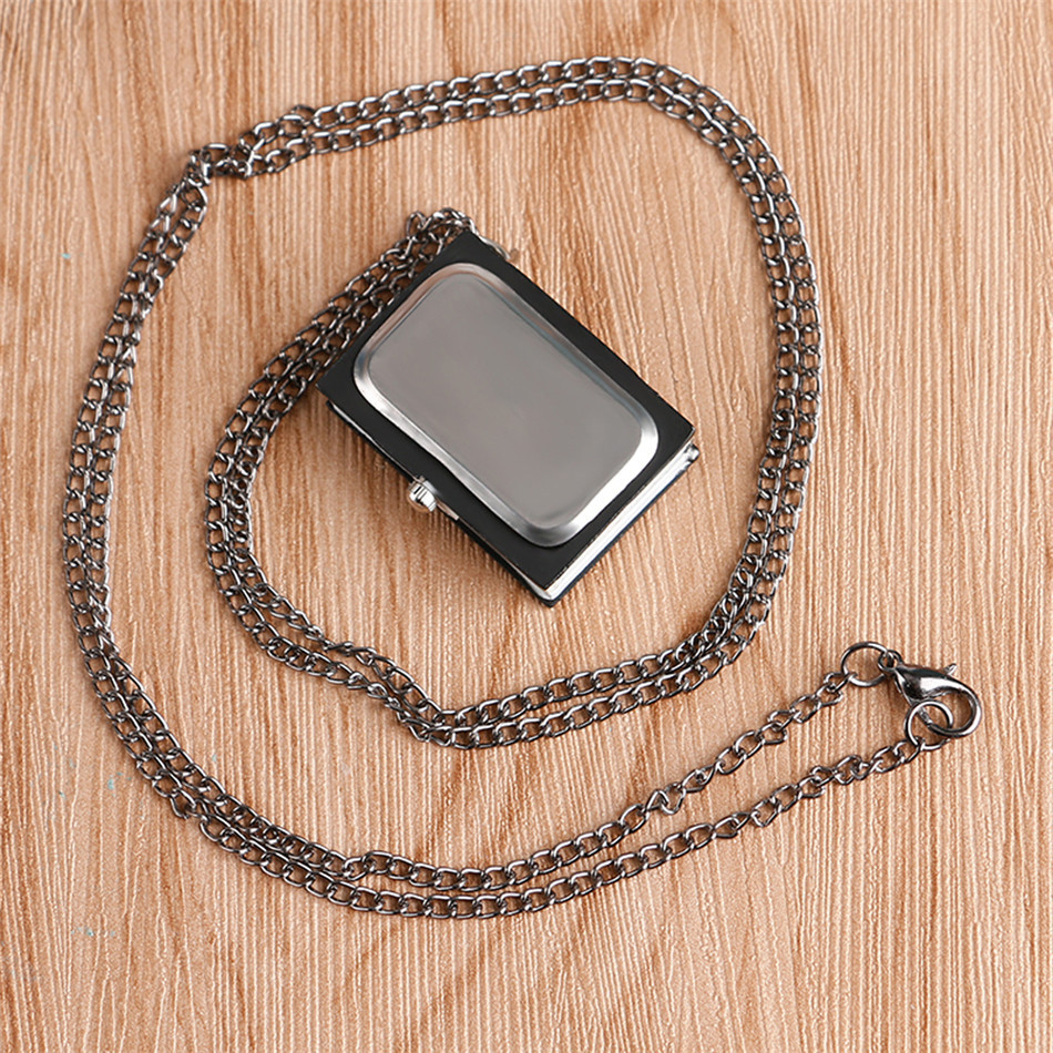 Black Color Retro Vintage Style Book Anime Cartoon Alloy Strap Quartz Pocket Watch