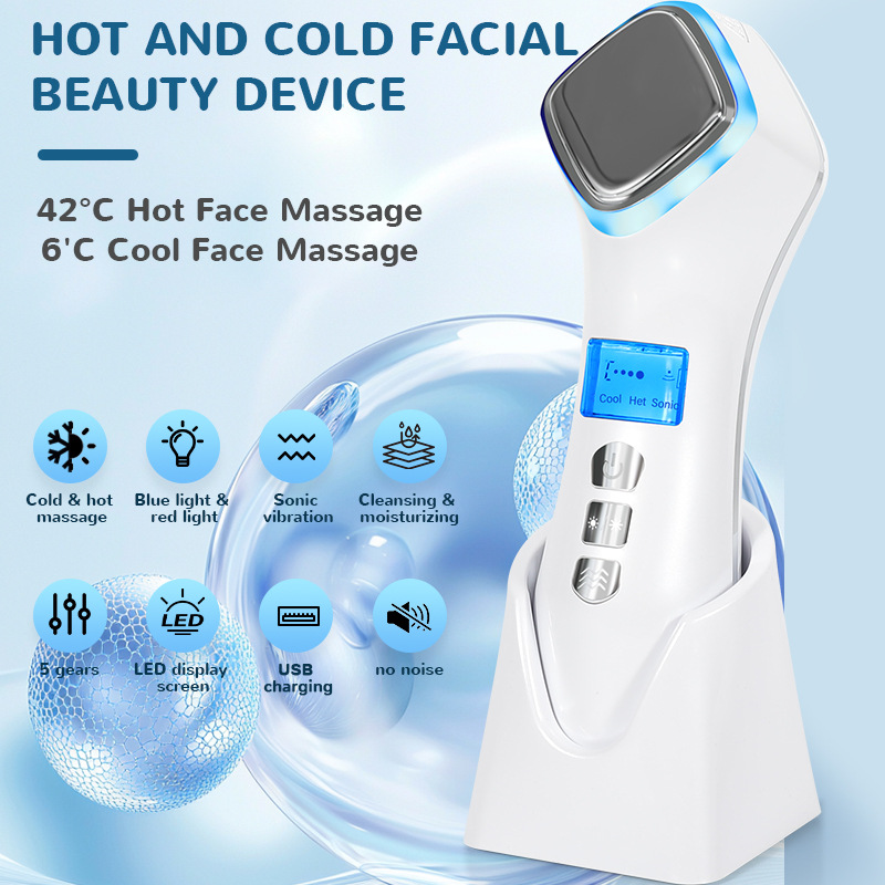 Facial Essence Introduction Instrument Hot and Cold Beauty Instrument Household Photon Rejuvenation Ice Hammer Vibration Massager Source Factory