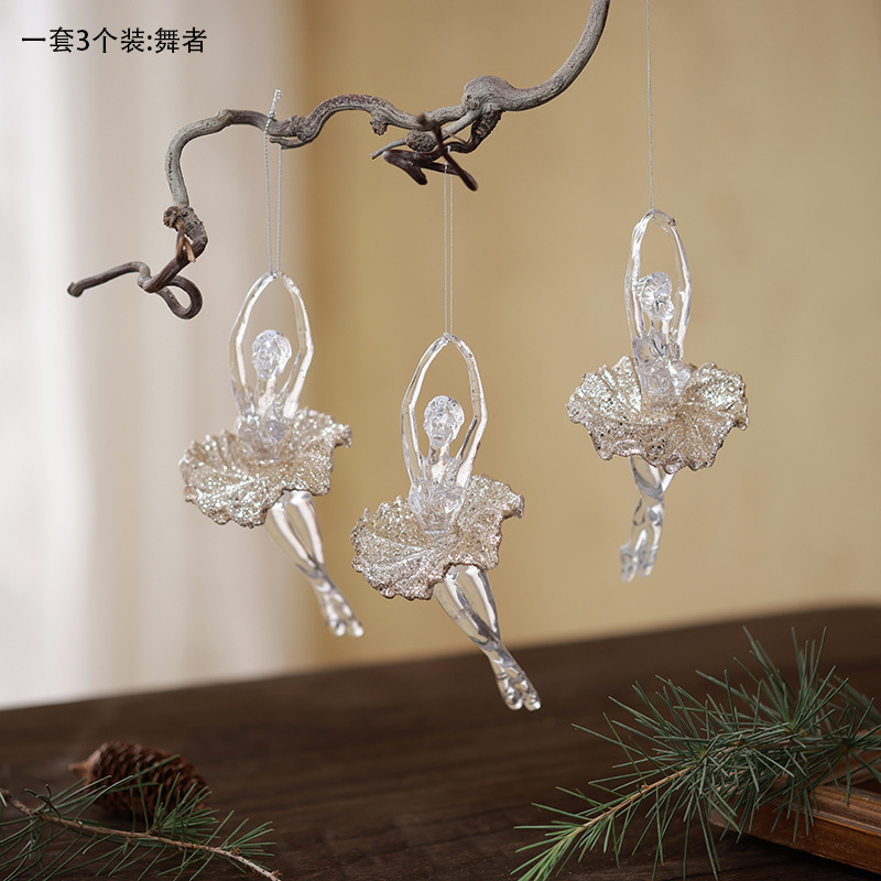 Buscando madera, árbol de Navidad transfronterizo, colgante de acrílico, campana, carruaje de calabaza, carrusel, colgante decorativo de bailarina