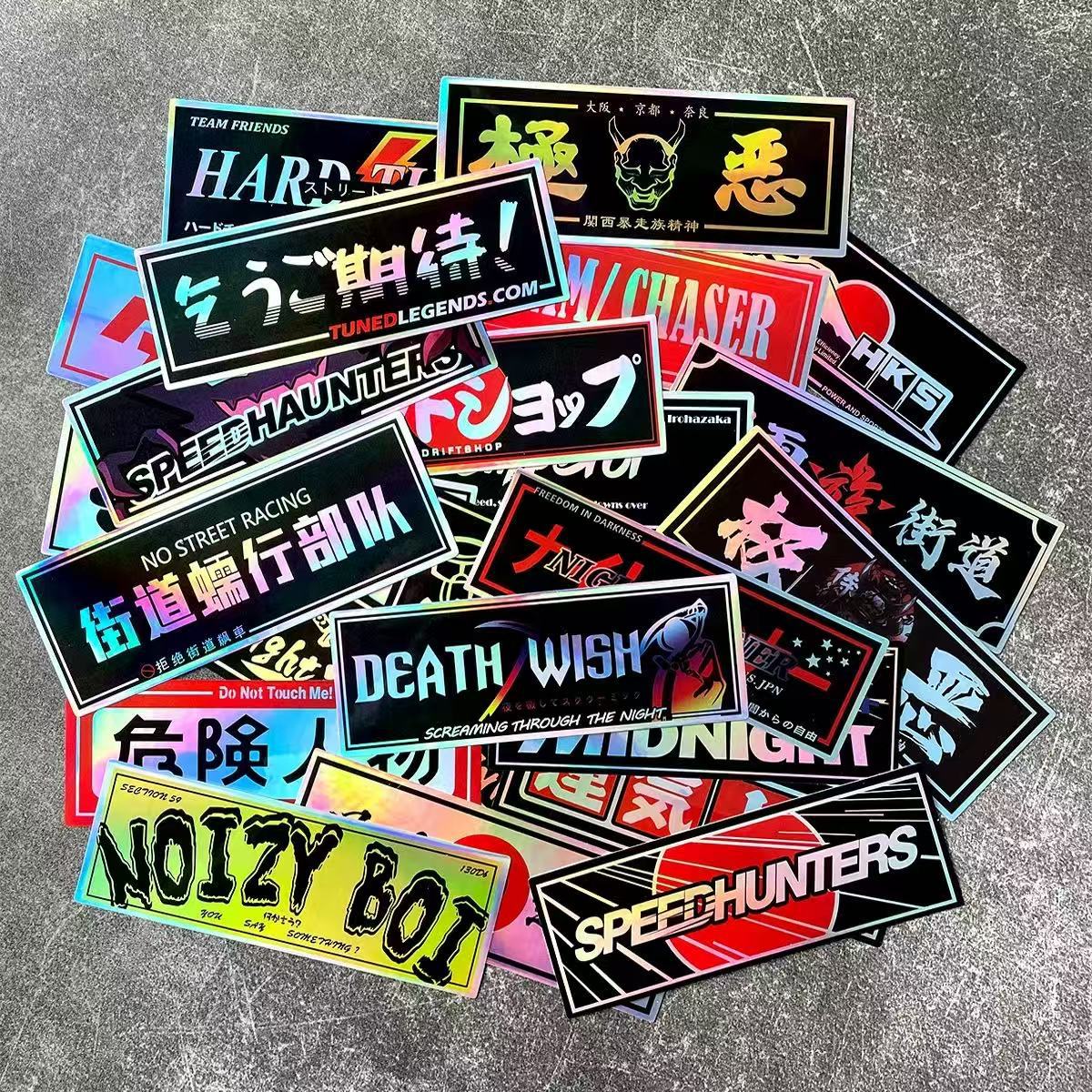 Helmet Laser Motorcycle Stickers Anime Waterproof Reflective Decals