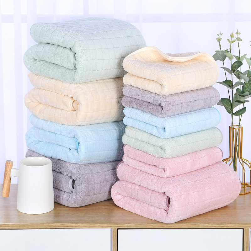 Factory Batch New Thickened Warp Knitted Coral Fleece Towel Bath Towel Softer than Cotton Absorbent Children's Beach Towel LOGO