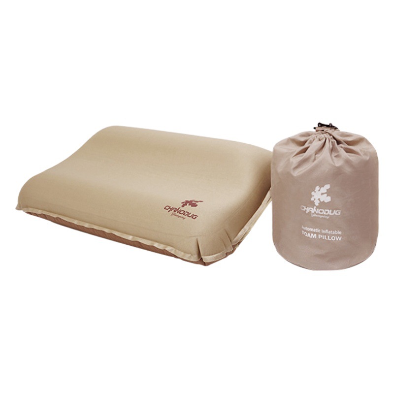 Camping viaje portátil fácil almacenamiento almohada inflable automática al aire libre 3D almohada cómoda almohada de queso de algodón de espalda elástica alta