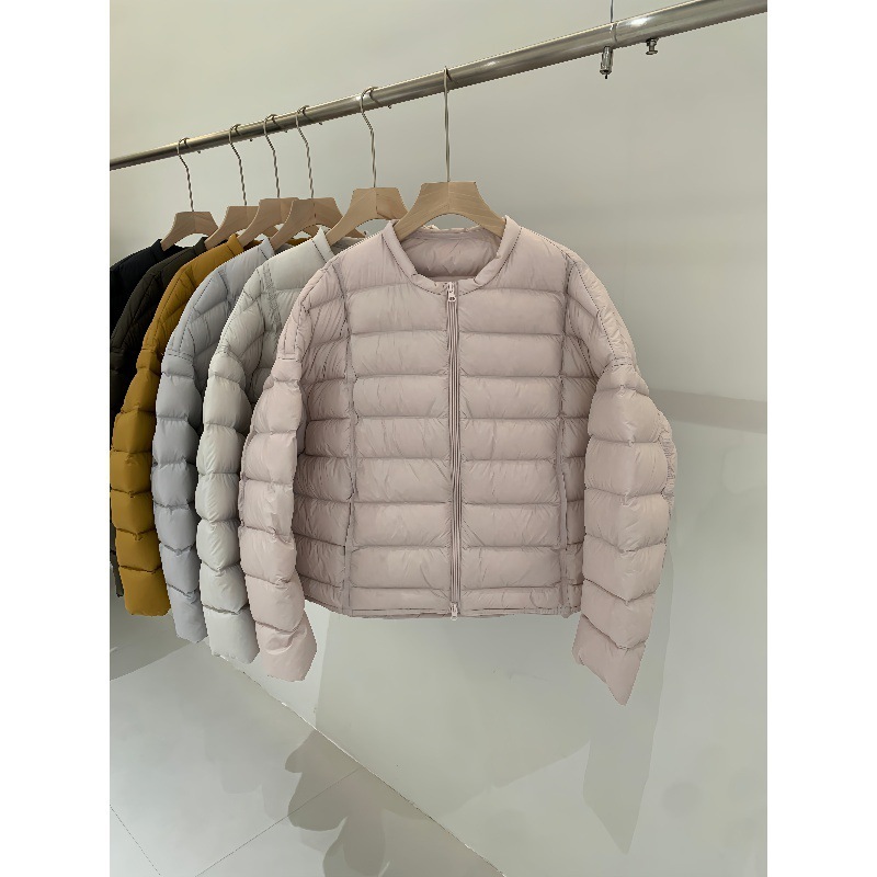 韩版短款无领排骨羽绒服女小众休闲百搭休闲90绒宽松面包服外套潮|undefined