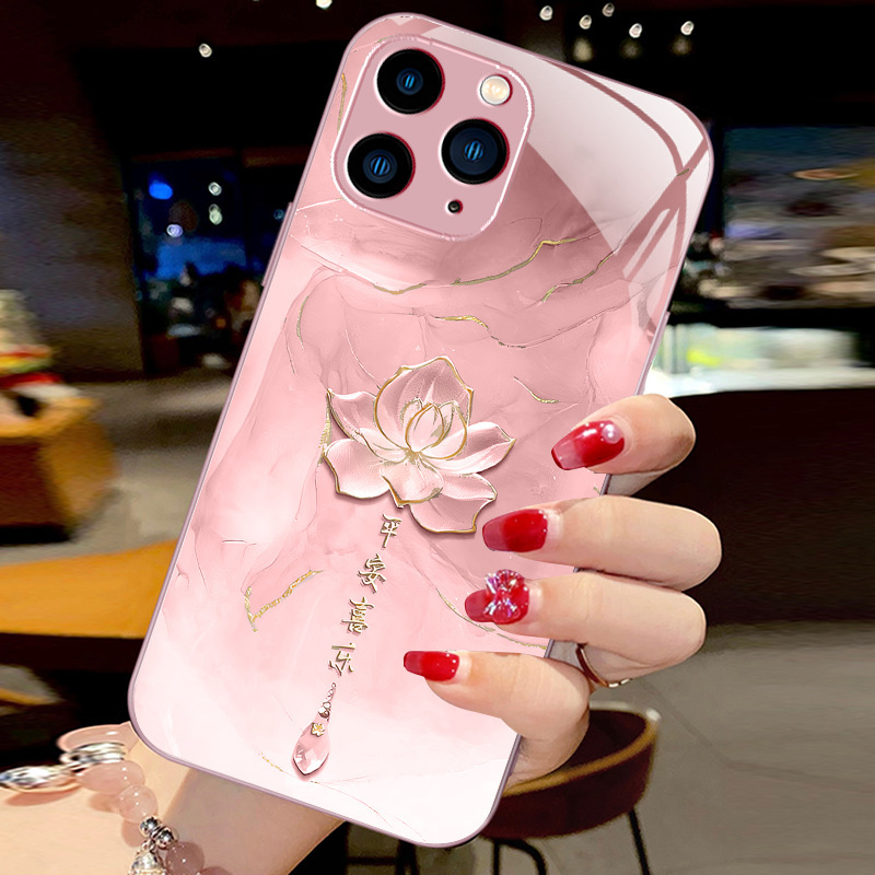 Ink Joy Lotus for Apple 16 Mobile Phone Case Mini Advanced Sense 15 Chinese Style Plus Glass XR Fashion