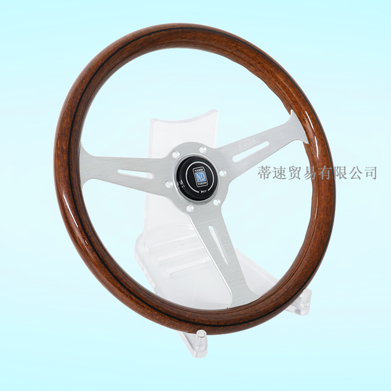 Cross-Border Hot Selling Nardi Classic Retro Peach Wood Steering Wheel 14 Inches 350mm Silver Universal Hole Spacing 74mm